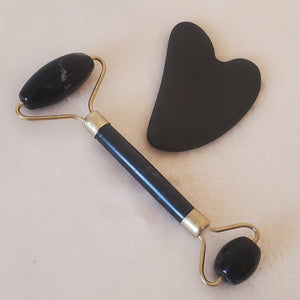 Rouleau & Gua Sha en Pierre Précieuse pour le Visage/ Facial Gemstone Roller & Gua Sha
