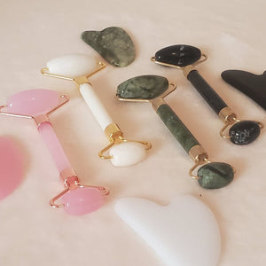 Rouleau & Gua Sha en Pierre Précieuse pour le Visage/ Facial Gemstone Roller & Gua Sha